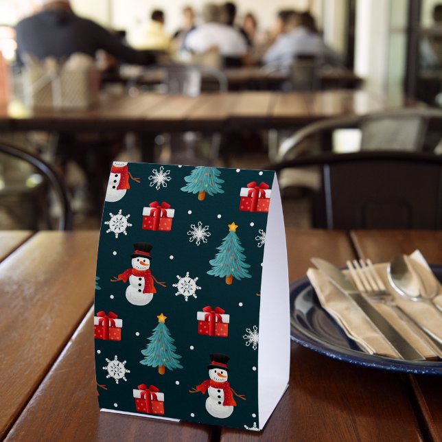 Festive Snowmen Christmas Trees and Gifts Pattern (Insitu(Restaurant))