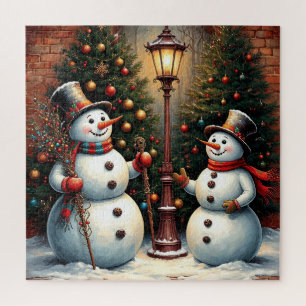 Festive Snowmens and Christmas Trees Jigsaw Puzzle