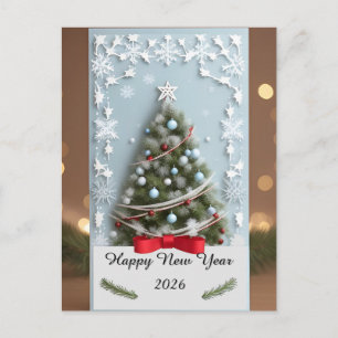 🎄 Festive Snowy Christmas Tree Magic ❄️ Holiday Postcard