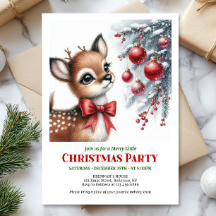 Festive snowy forest baby deer Christmas invites