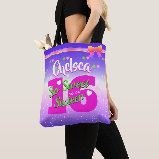 Festive So Sweet to be Sixteen Birthday Tote Bag (Close Up)