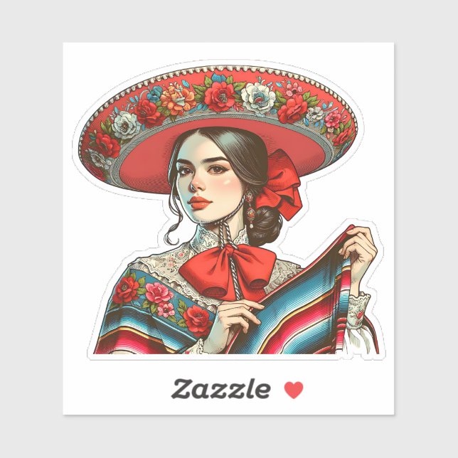 Festive Sombrero & Sarape Retro Mariachi Mexicana (Sheet)