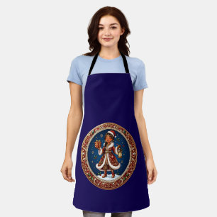 Festive South Asian Santa Girl Christmas Ornament Apron