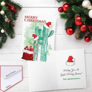 Festive Southwest Saguaro Cactus Custom  Holiday Card