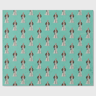 FESTIVE SPANIEL & OWL Wrapping Paper
