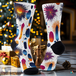 Festive Spark Burst Socks with Gradient Shapes