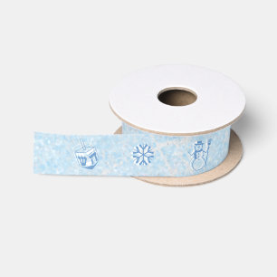 Festive Sparkle Custom HANUKKAH Satin Ribbon