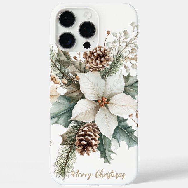 Festive Sparkling Christmas Floral Case-Mate iPhone Case (Back)