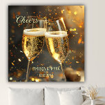 Festive Sparkling Wine Cheers Acrylic Print<br><div class="desc">Painting featuring cheers with two glasses of sparkling wine. You can add your custom texts,  for instance to celebrate a wedding or anniversary. Customisable for any celebration.</div>