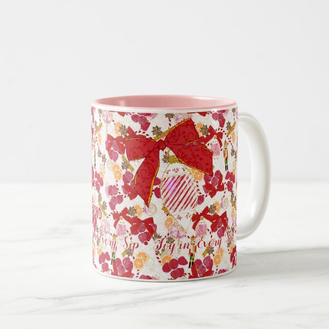 Festive Spice Botanical Lychee Nutcracker Two-Tone Coffee Mug (Front Right)