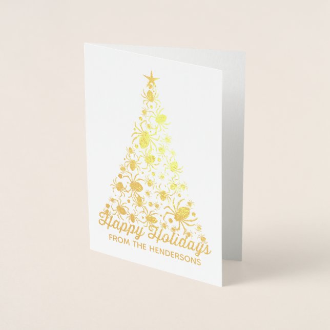 Festive Spider Holiday Tree Foil Card (Front)