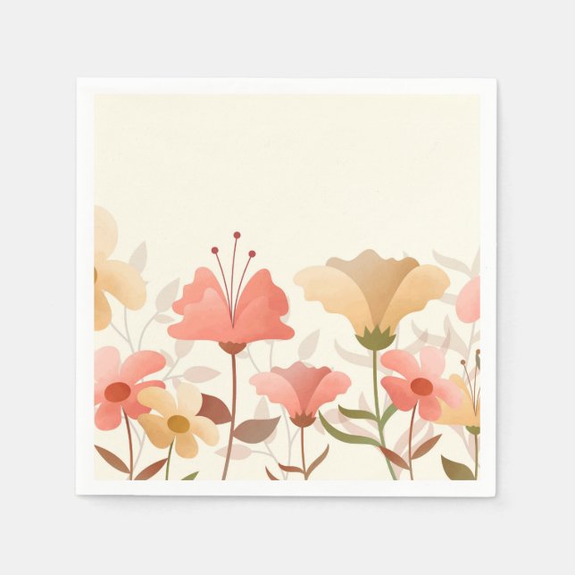 Festive Spring Flowers Paper Placemat Napkin (Front)