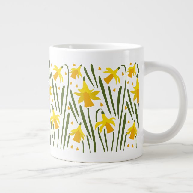 Festive Spring Yellow Daffodils Large Coffee Mug (Right)