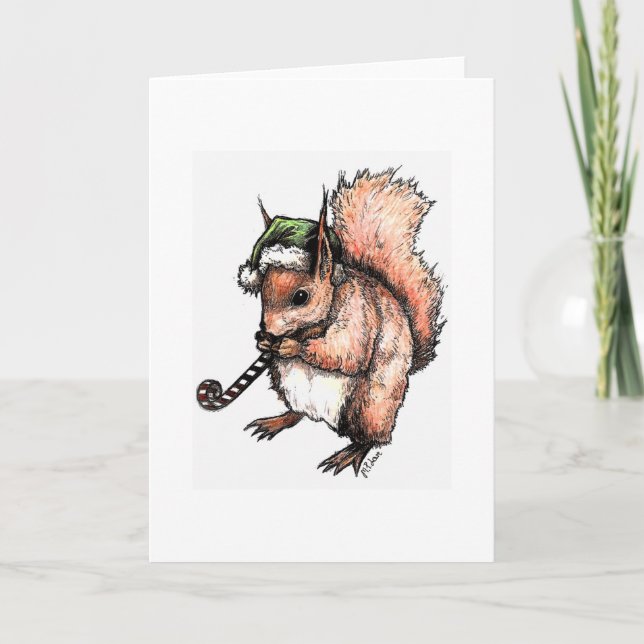Festive Squirrel Holiday Card (Front)