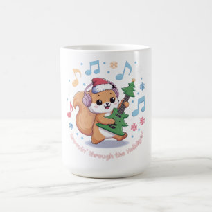 Festive Squirrel Playing Guitar Surrounded by Snow Coffee Mug