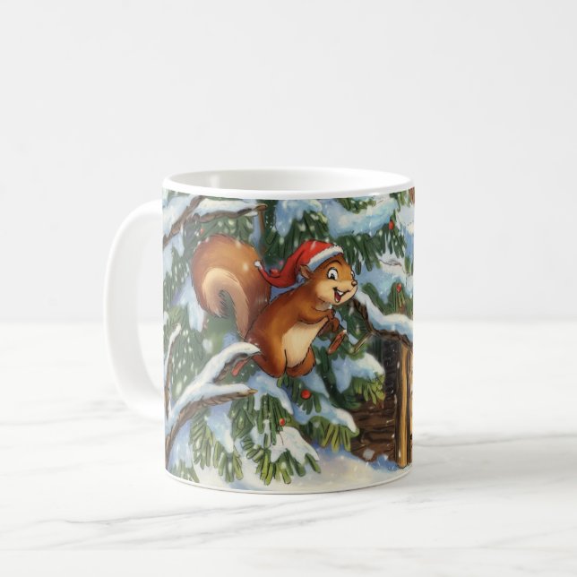 Festive Squirrel Winter Mug (Front Left)