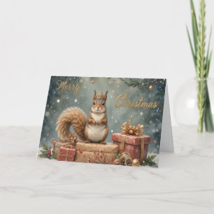 Festive Squirrel With Gifts Cute Christmas Card