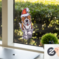 Festive St. Bernard Window Cling