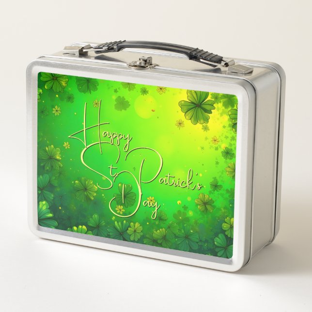 Festive St. Patrick’s Day Greetings Metal Lunch Box (Front)