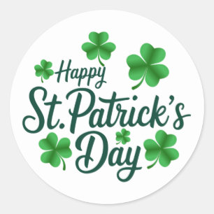 Festive St. Patrick's Day with Shamrock Border Classic Round Sticker