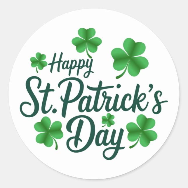 Festive St. Patrick's Day with Shamrock Border Classic Round Sticker (Front)