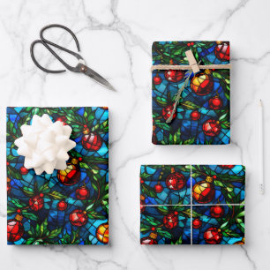 Festive Stain Glass Window Patterned Gift Wrap