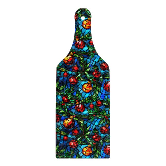 Festive Stain Glass Window Patterned Kitchen / Bar Cutting Board (Front)