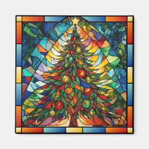 Festive Stained Glass Christmas Magnet