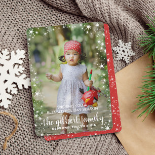 Festive Star Border Christmas Holiday  Photo Card