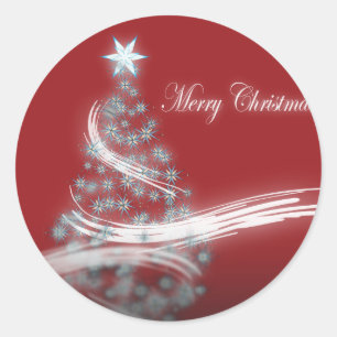 Festive Star Chic Christmas Evergreen Classic Round Sticker