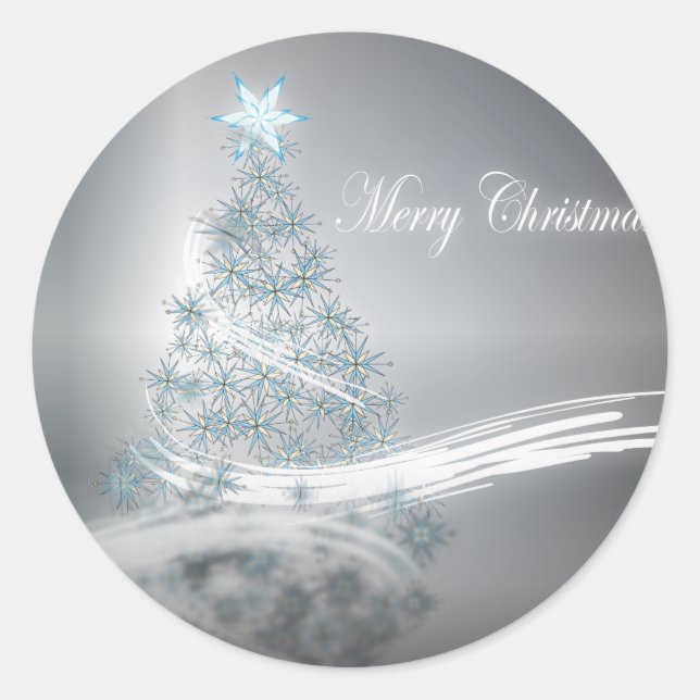 Festive Star Chic Christmas Evergreen Classic Round Sticker (Front)