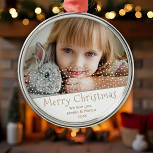 Festive Star Merry Christmas Family Keepsake Photo Metal Tree Decoration