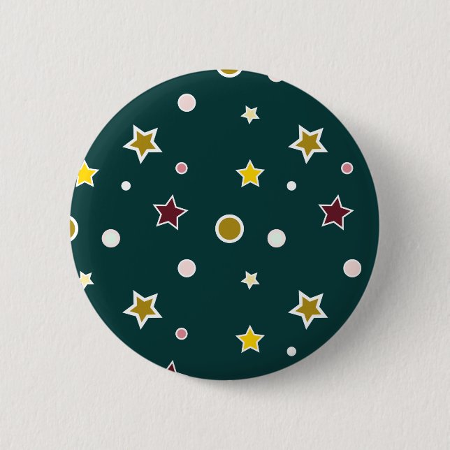 Festive Star Pattern on Dark Teal 6 Cm Round Badge (Front)