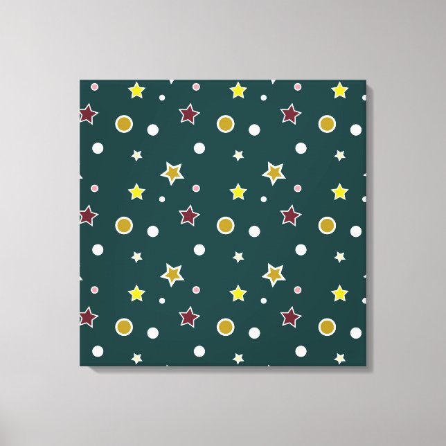 Festive Star Pattern on Dark Teal Canvas Print (Front)