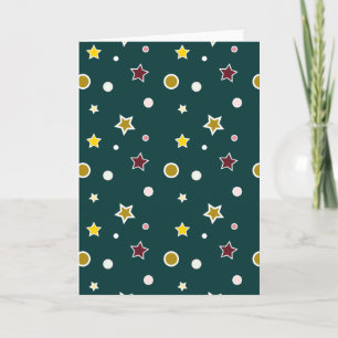 Festive Star Pattern on Dark Teal Holiday Card