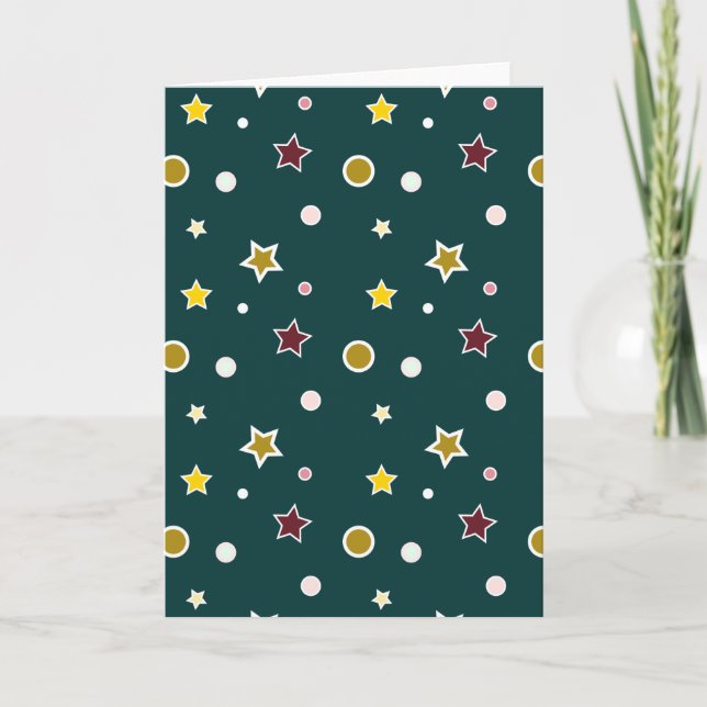 Festive Star Pattern on Dark Teal Holiday Card (Front)