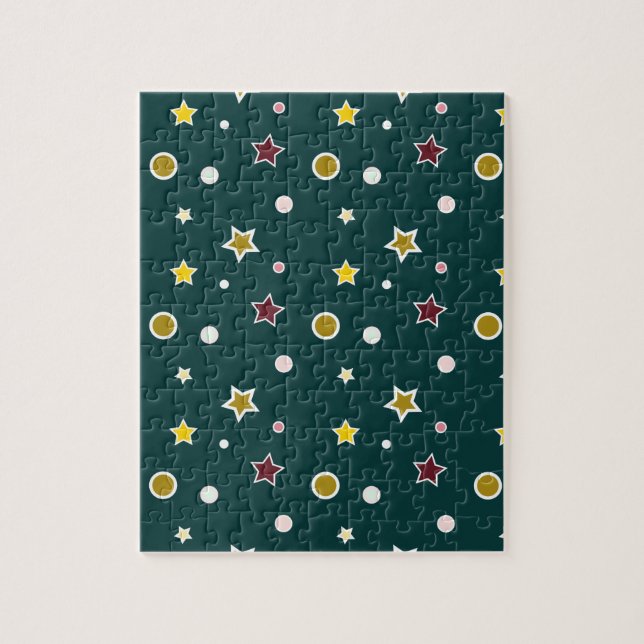 Festive Star Pattern on Dark Teal Jigsaw Puzzle (Vertical)
