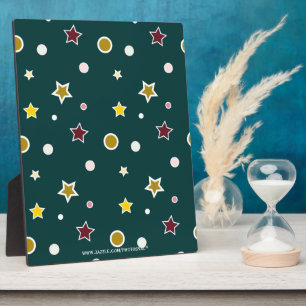 Festive Star Pattern on Dark Teal Plaque