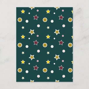 Festive Star Pattern on Dark Teal Postcard