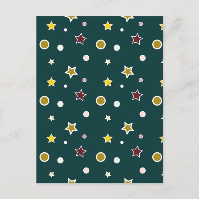 Festive Star Pattern on Dark Teal Postcard (Front)