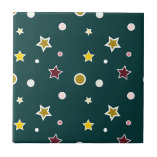 Festive Star Pattern on Dark Teal Tile