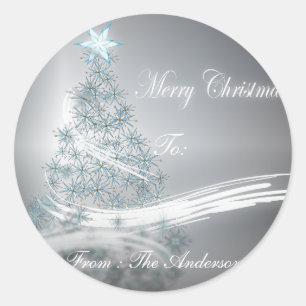 festive Star xmas evergreen Christmas Tree Classic Round Sticker
