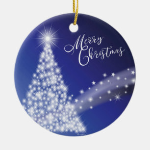 Festive Starry Bright Merry Christmas Ceramic Tree Decoration