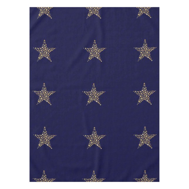FESTIVE STARS Holiday Blessings BLUE Tablecloth (Front)