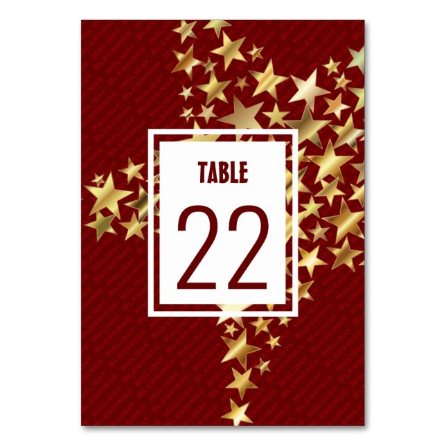 FESTIVE STARS Holiday Blessings Customisable White Table Number (Front)