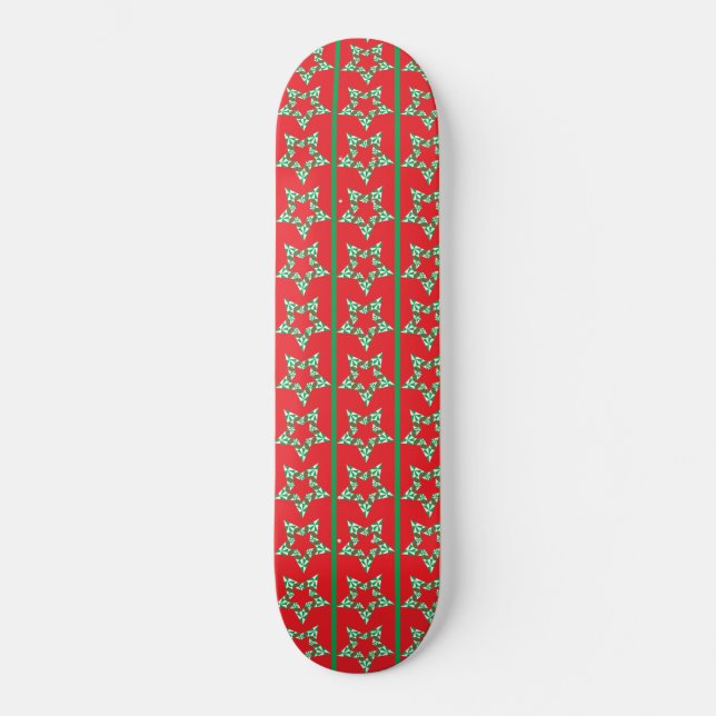 festive stars red Skateboard (Front)