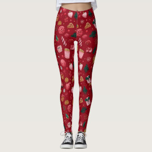 Festive Strawberry Christmas Treats Pattern Leggings