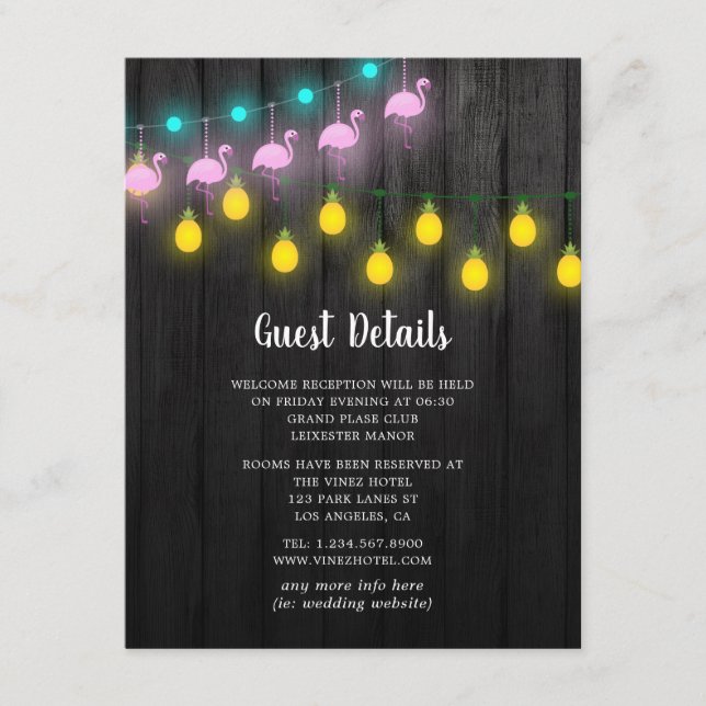 Festive String Lights Fiesta Wedding Guest Details Enclosure Card (Front)