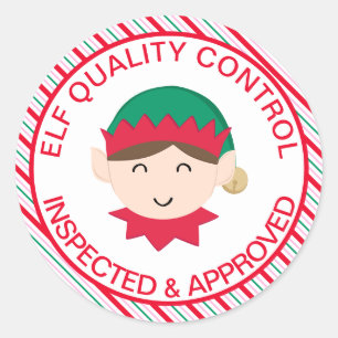 Festive Stripe Elf Quality Control Classic Round Sticker