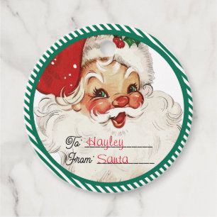 Festive Stripe Green From Santa Gift Favour Tags
